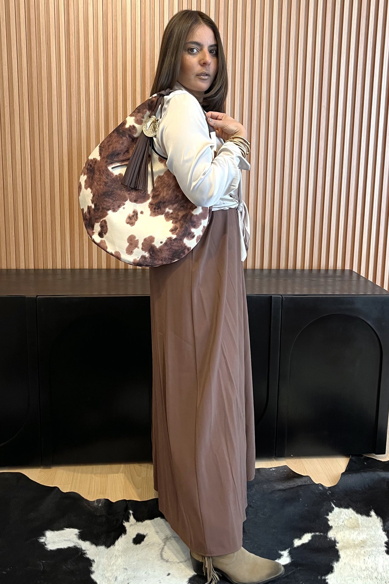 Hobo Bag Tela- Print Vaca