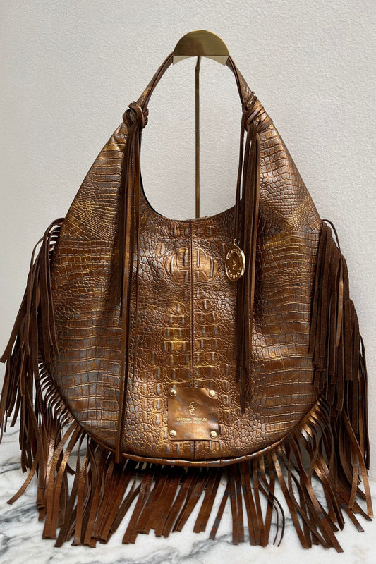 Hobo Bag Croco - Ocre Barbas