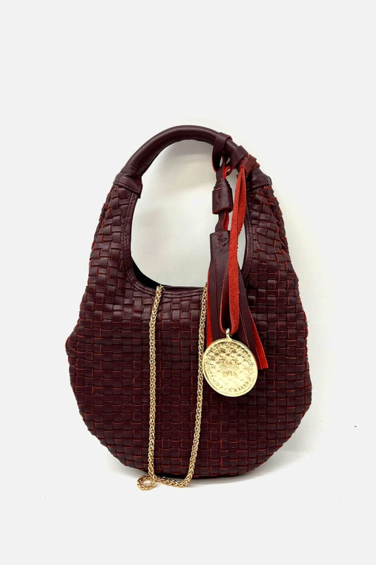 Hobo Bag Petit Tejida - Burgundy - Carolina Crowley Collection