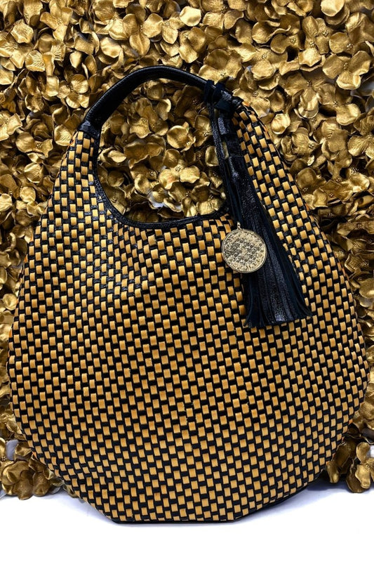 Hobo Bag Tejido - Negro y Oro - Carolina Crowley Collection