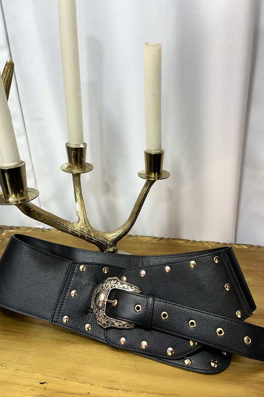 Cinturón Con Remache - Negro