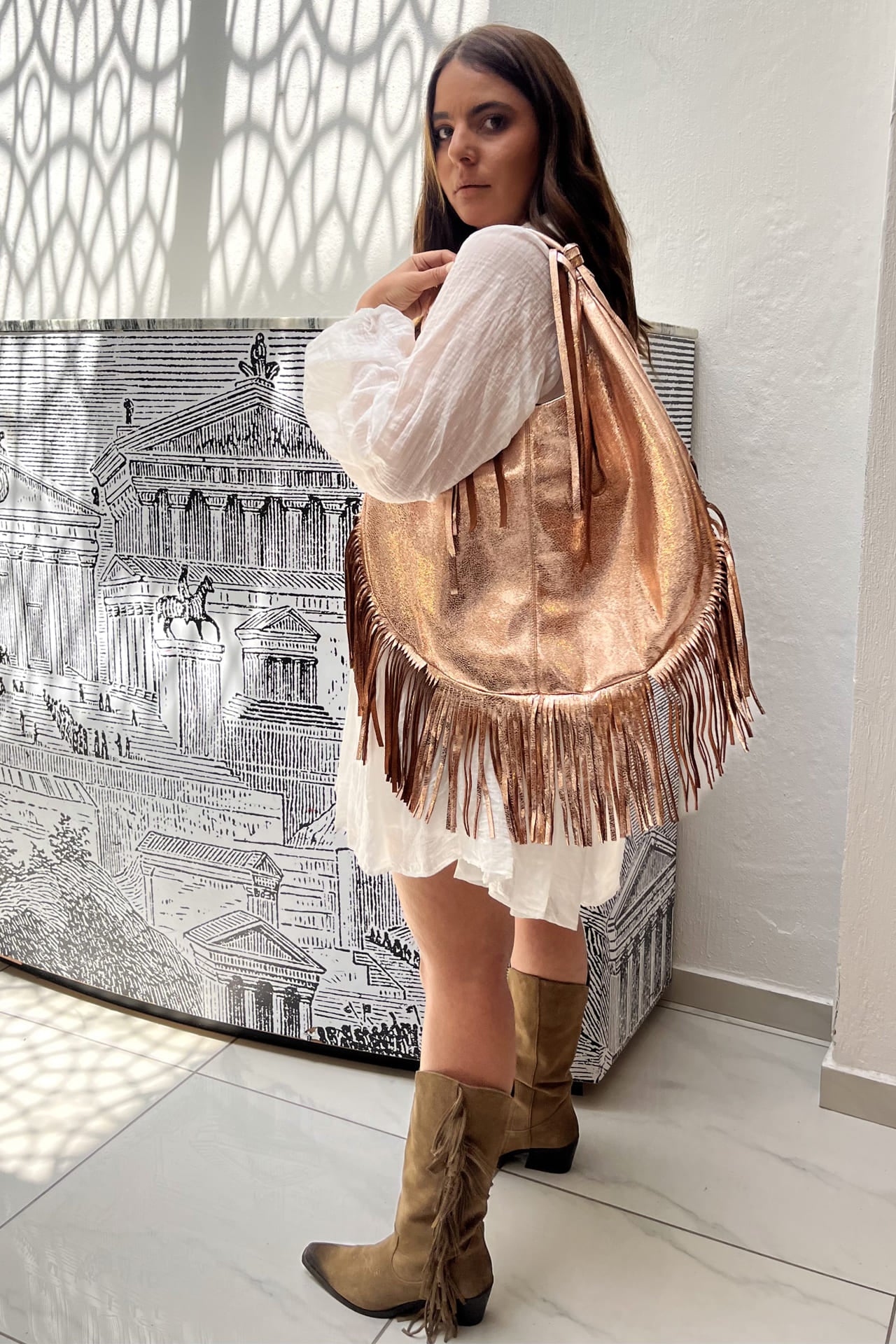 Hobo Bag Exclusiva - Oro Rosado Barbas