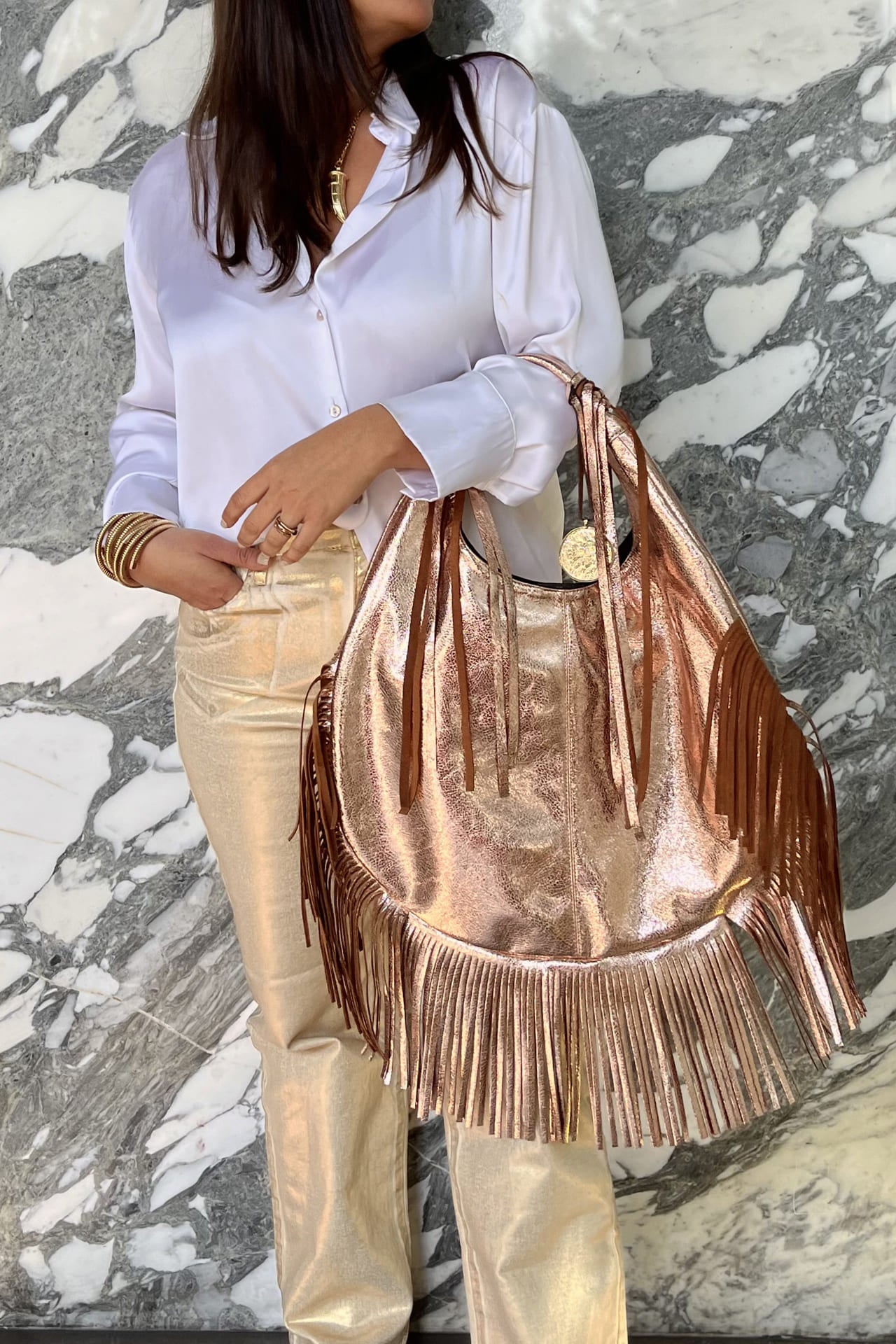 Hobo Bag Exclusiva - Oro Rosado Barbas