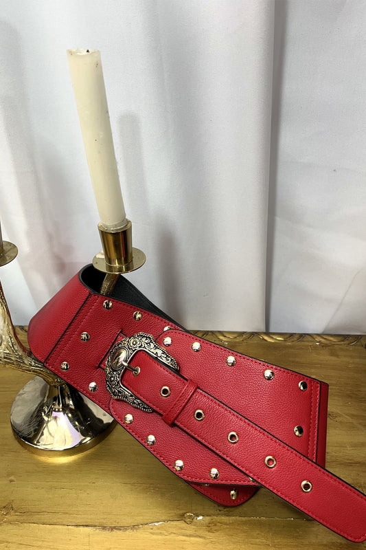Cinturón Con Remaches - Rojo