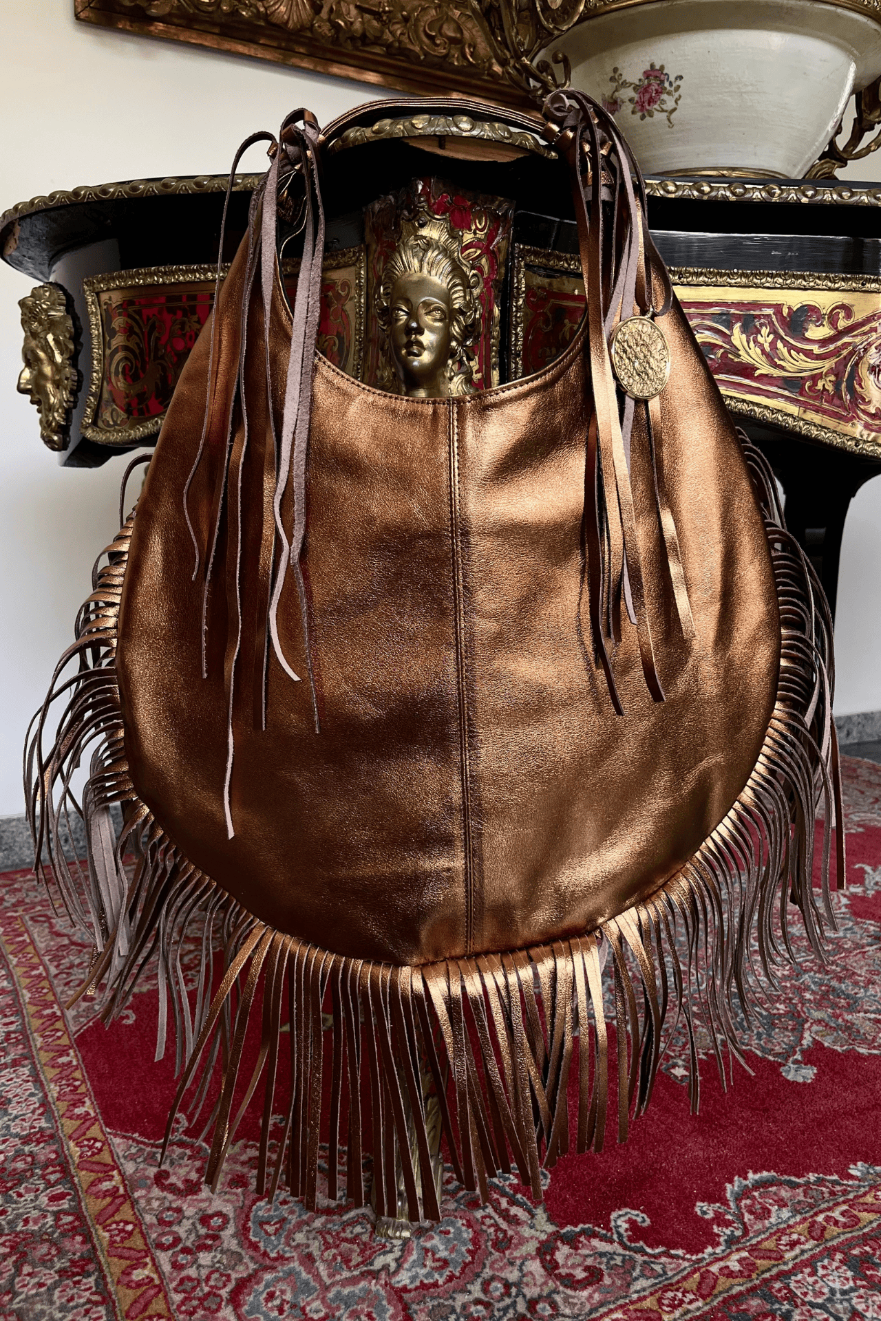 Hobo Bag Con Barbas - Cobre