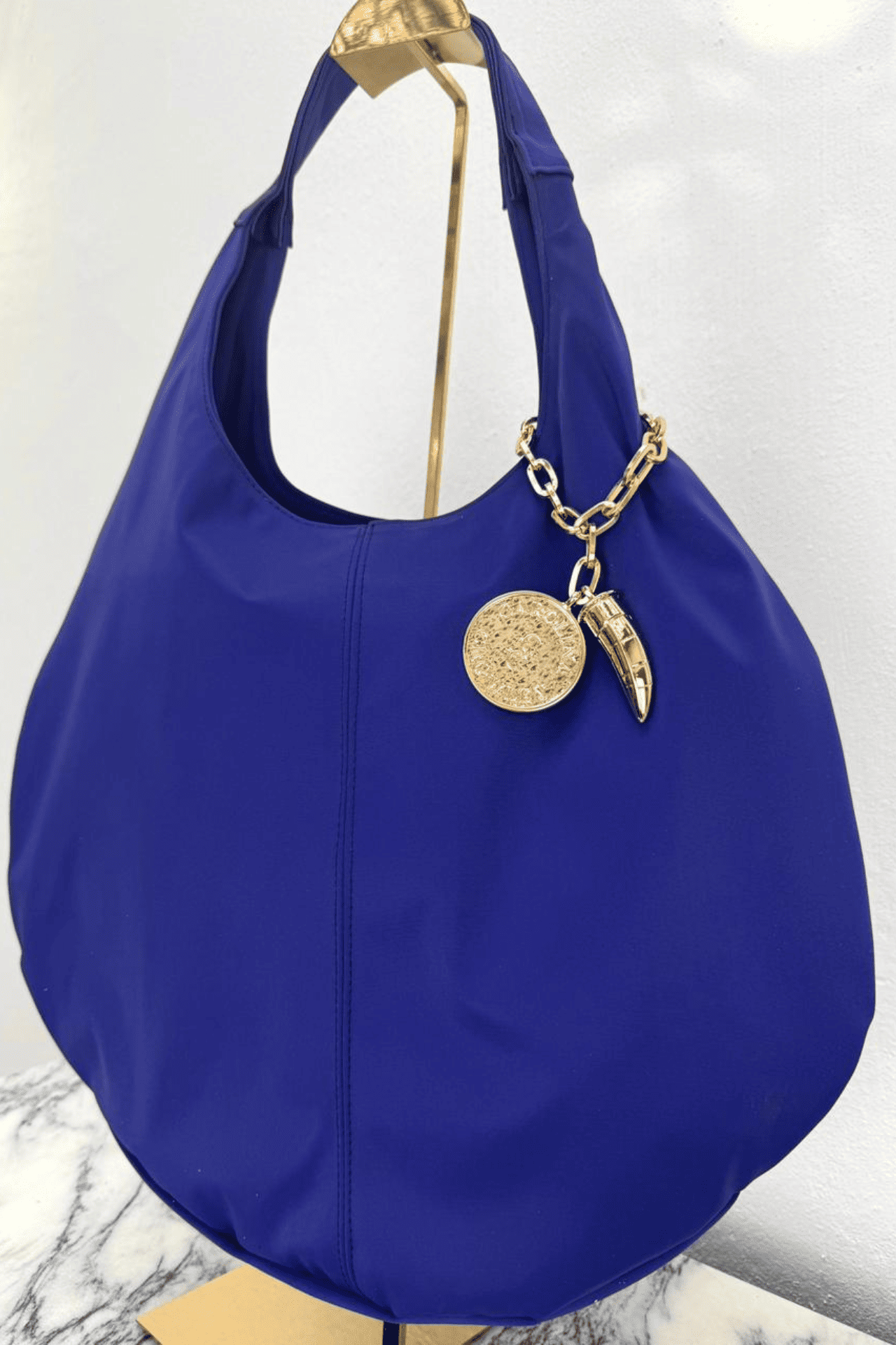 Hobo Bag Gabardina - Azul Eléctrico
