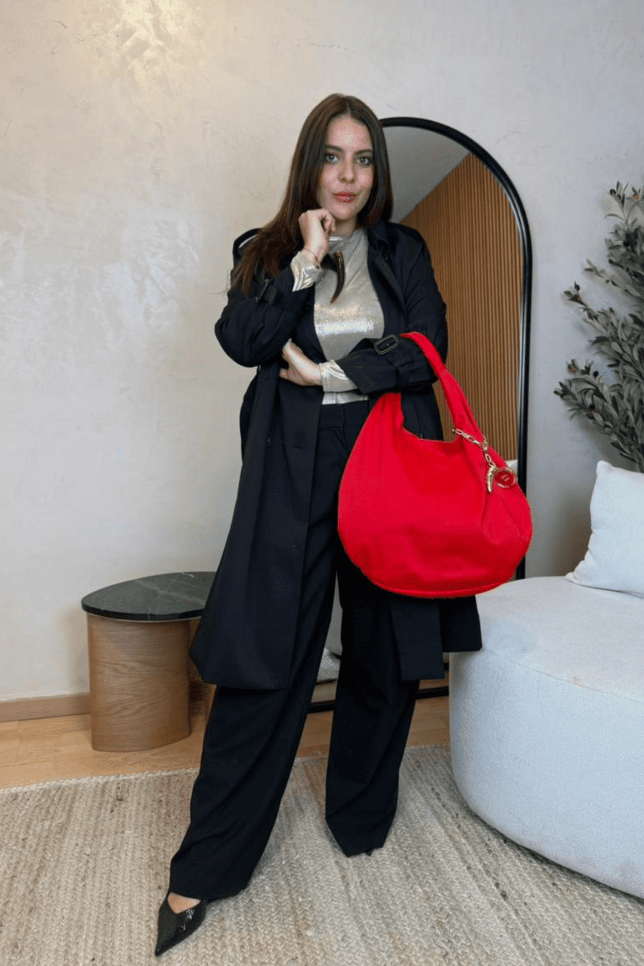 Hobo Bag Gabardina - Rojo