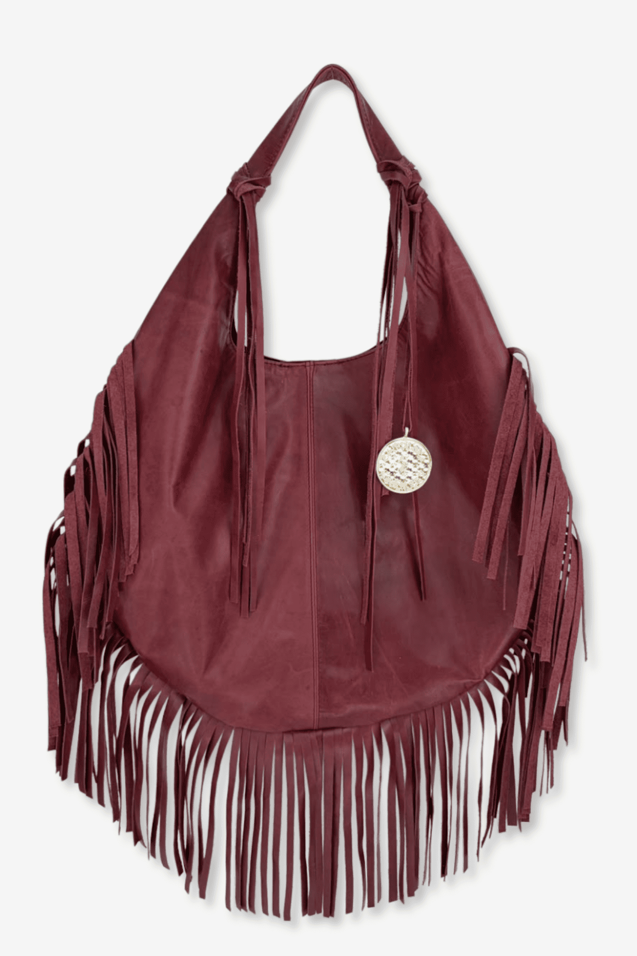 Hobo Bag Con Barbas - Vino