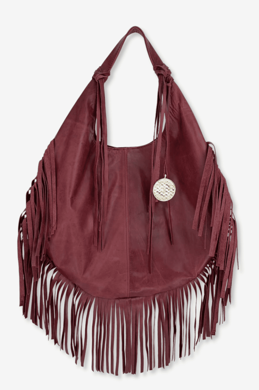 Hobo Bag Con Barbas - Vino