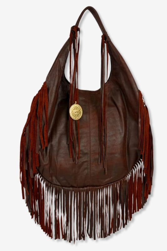 Hobo Bag Con Barbas - Terracota