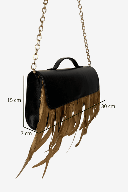 Feather Clutch - Negro