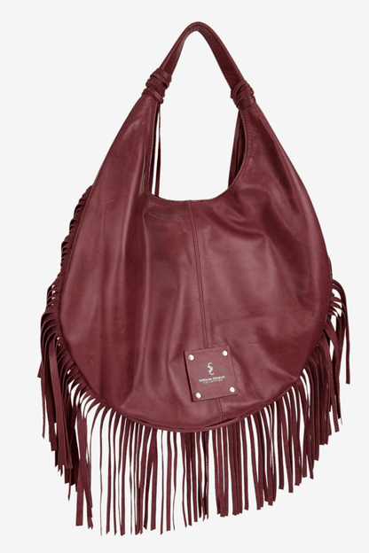 Hobo Bag Con Barbas - Vino