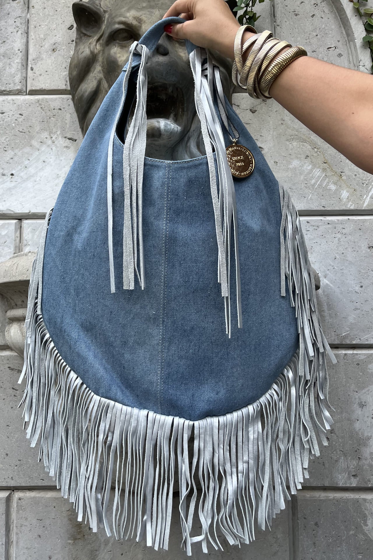 Hobo Bag Mezclilla - Clara/Plata Barbas