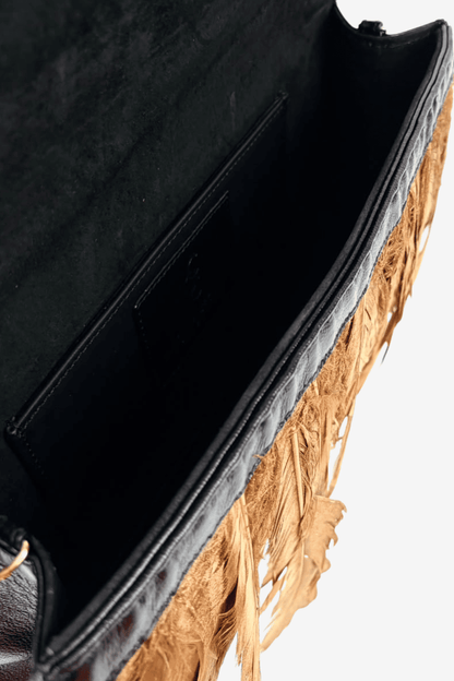 Feather Clutch - Negro