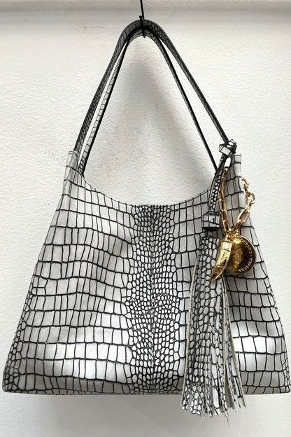 Tote - Croco Blanco y negro