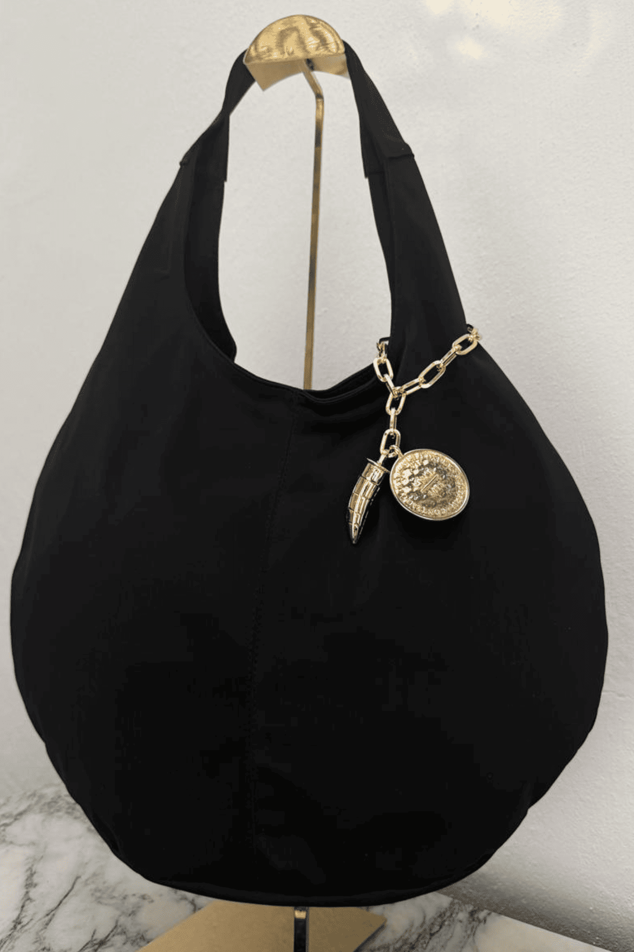 Hobo Bag Gabardina - Negro