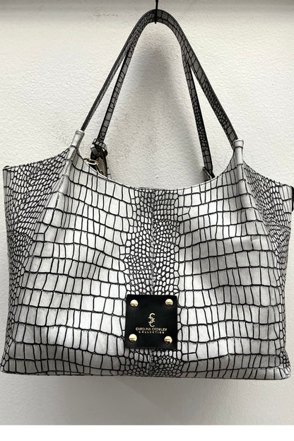 Tote - Croco Blanco y negro