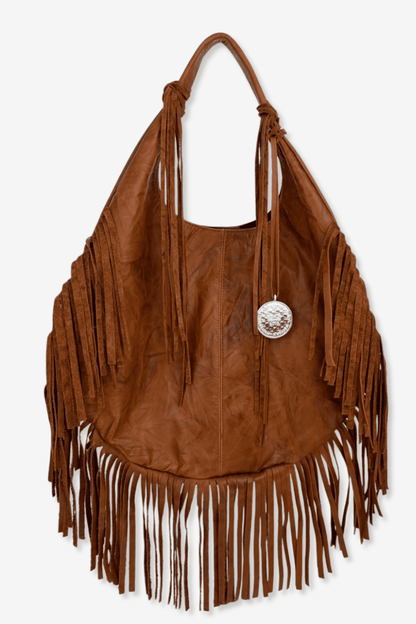 Hobo Bag Con Barbas - Camel