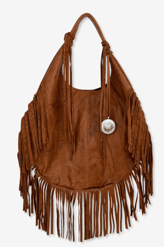 Hobo Bag Con Barbas - Camel
