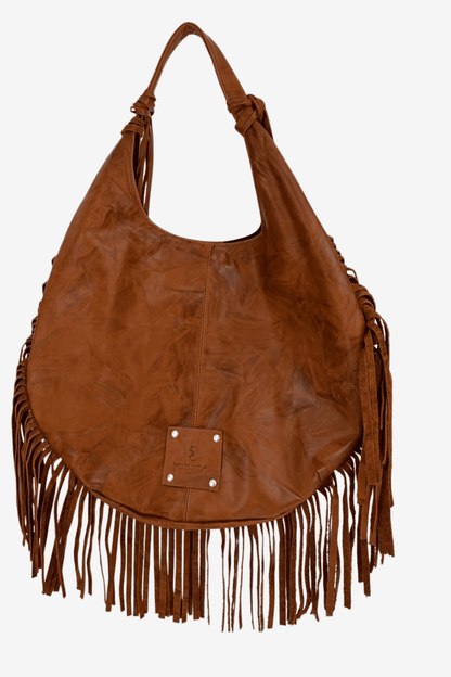 Hobo Bag Con Barbas - Camel