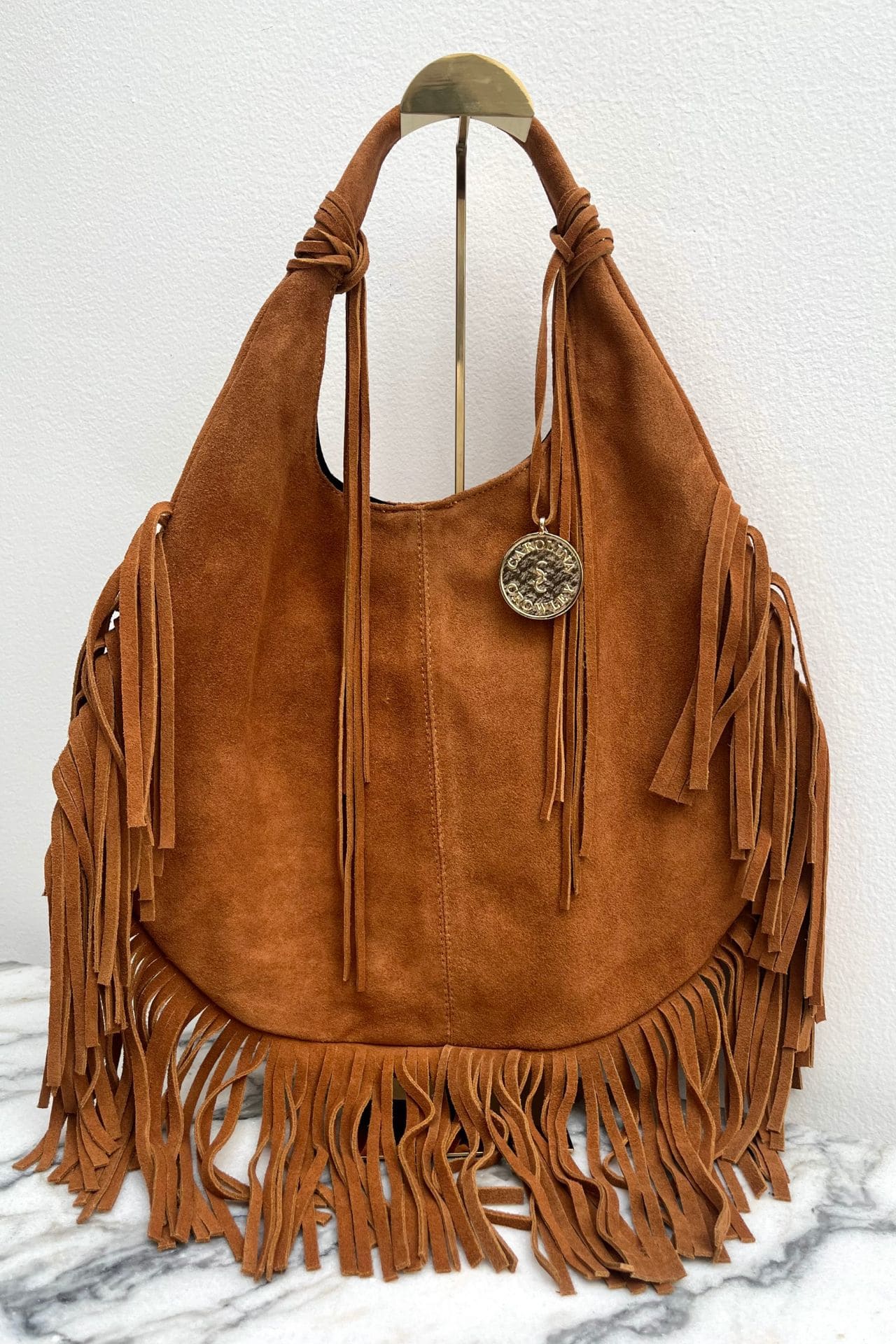 Hobo Bag Gamuza - Camel Barbas