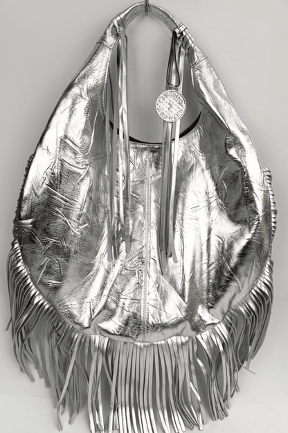 Hobo Bag Con Barbas - Plata