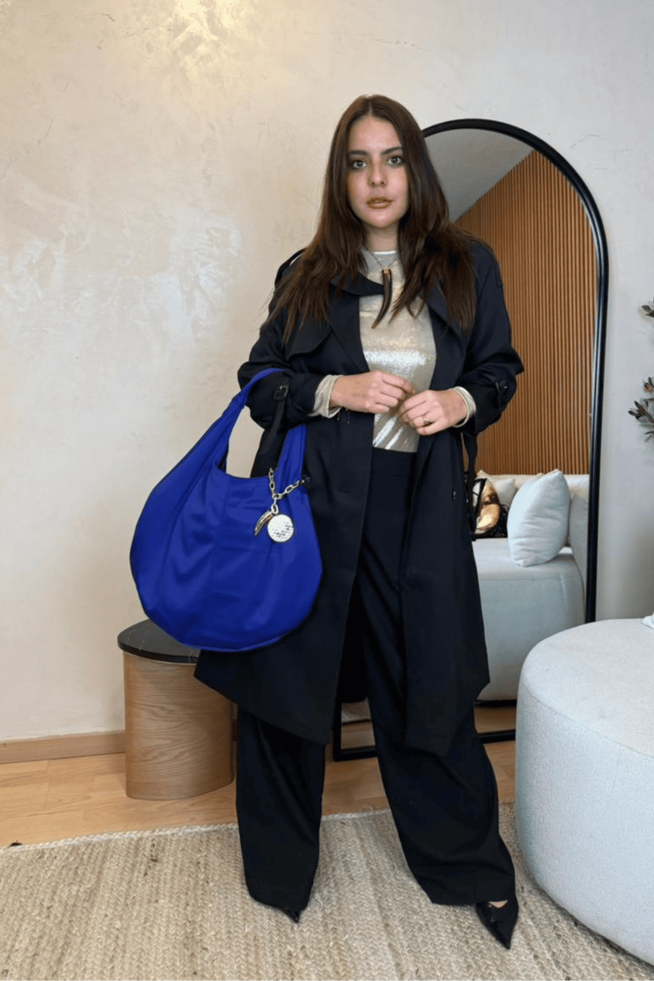 Hobo Bag Gabardina - Azul Eléctrico