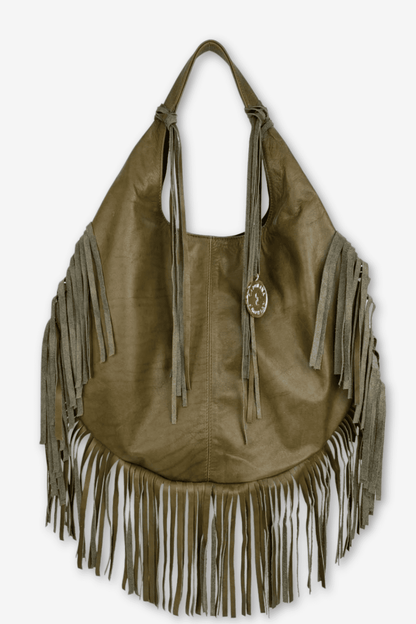 Hobo Bag Con Barbas - Verde Olivo