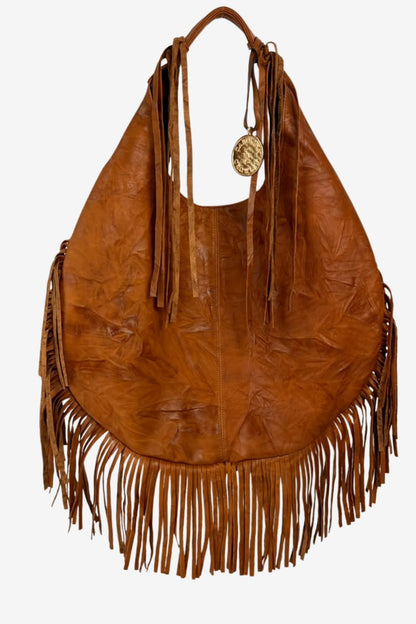 Hobo Bag Con Barbas - Camel