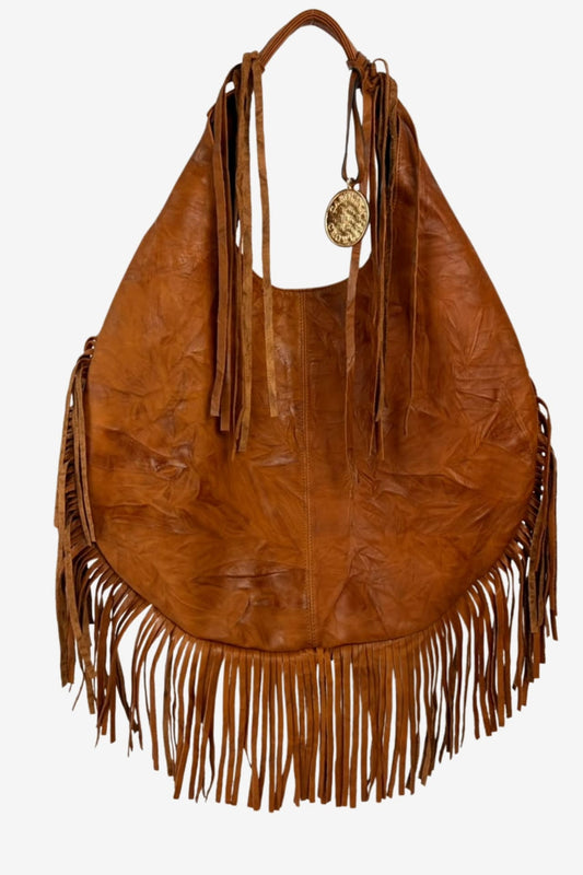 Hobo Bag Con Barbas - Camel
