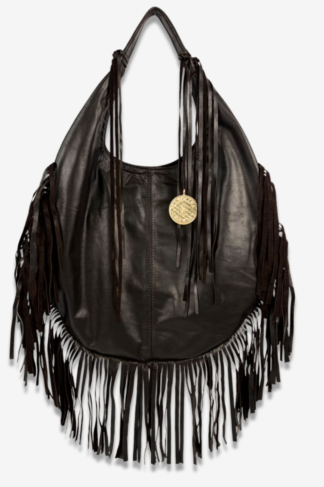 Hobo Bag Con Barbas - Moka Oscuro