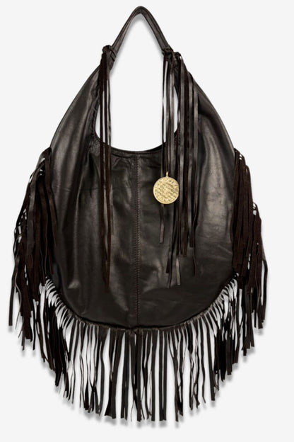 Hobo Bag Con Barbas - Moka Oscuro