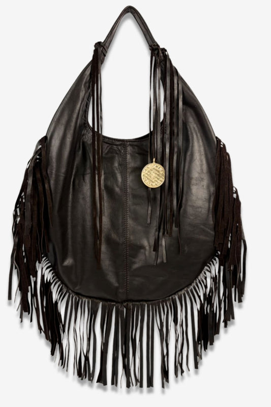 Hobo Bag Con Barbas - Moka Oscuro