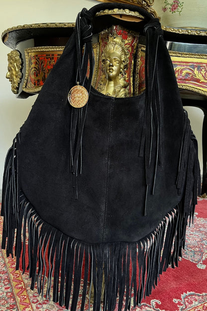 Hobo Bag Gamuza - Negro Barbas