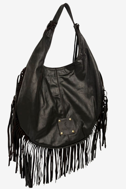 Hobo Bag Con Barbas - Moka Oscuro