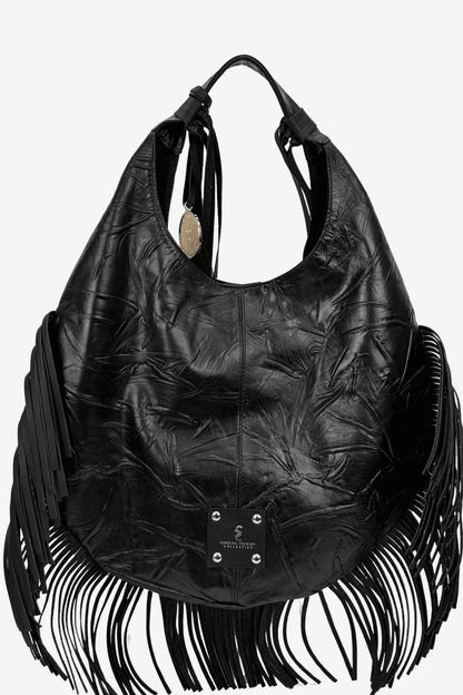 Hobo Bag Con Barbas - Negro
