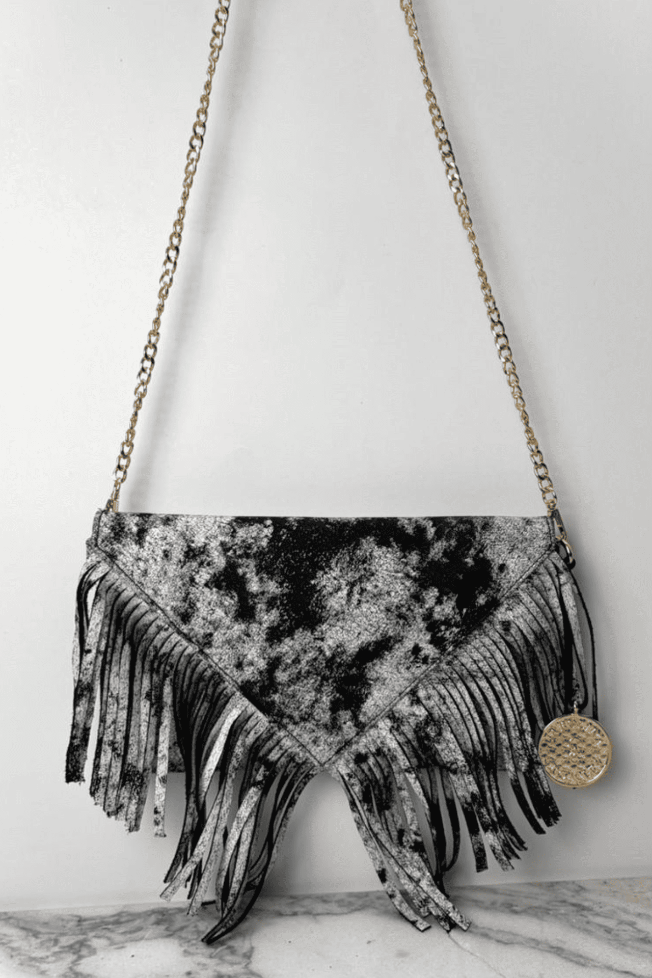 Icon Clutch Con Barbas - Blanco / Negro