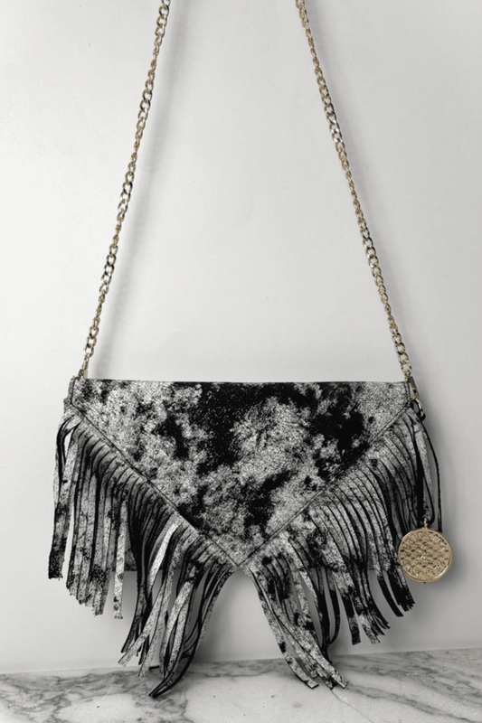 Icon Clutch Con Barbas - Blanco / Negro