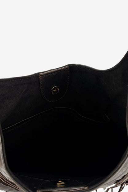 Hobo Bag Con Barbas - Moka Oscuro