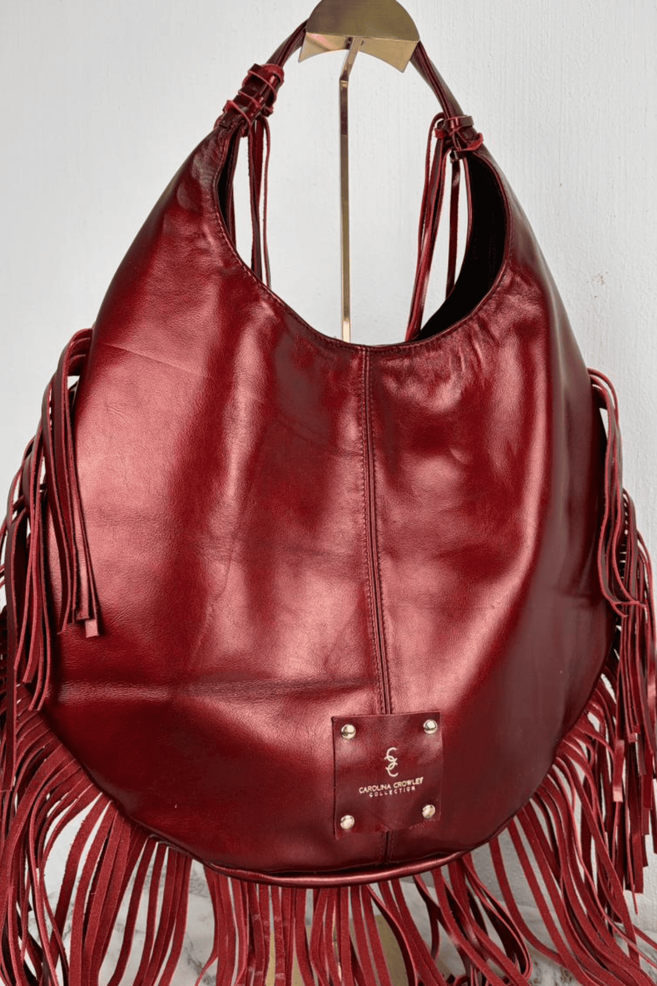 Hobo Bag Con Barbas - Vino