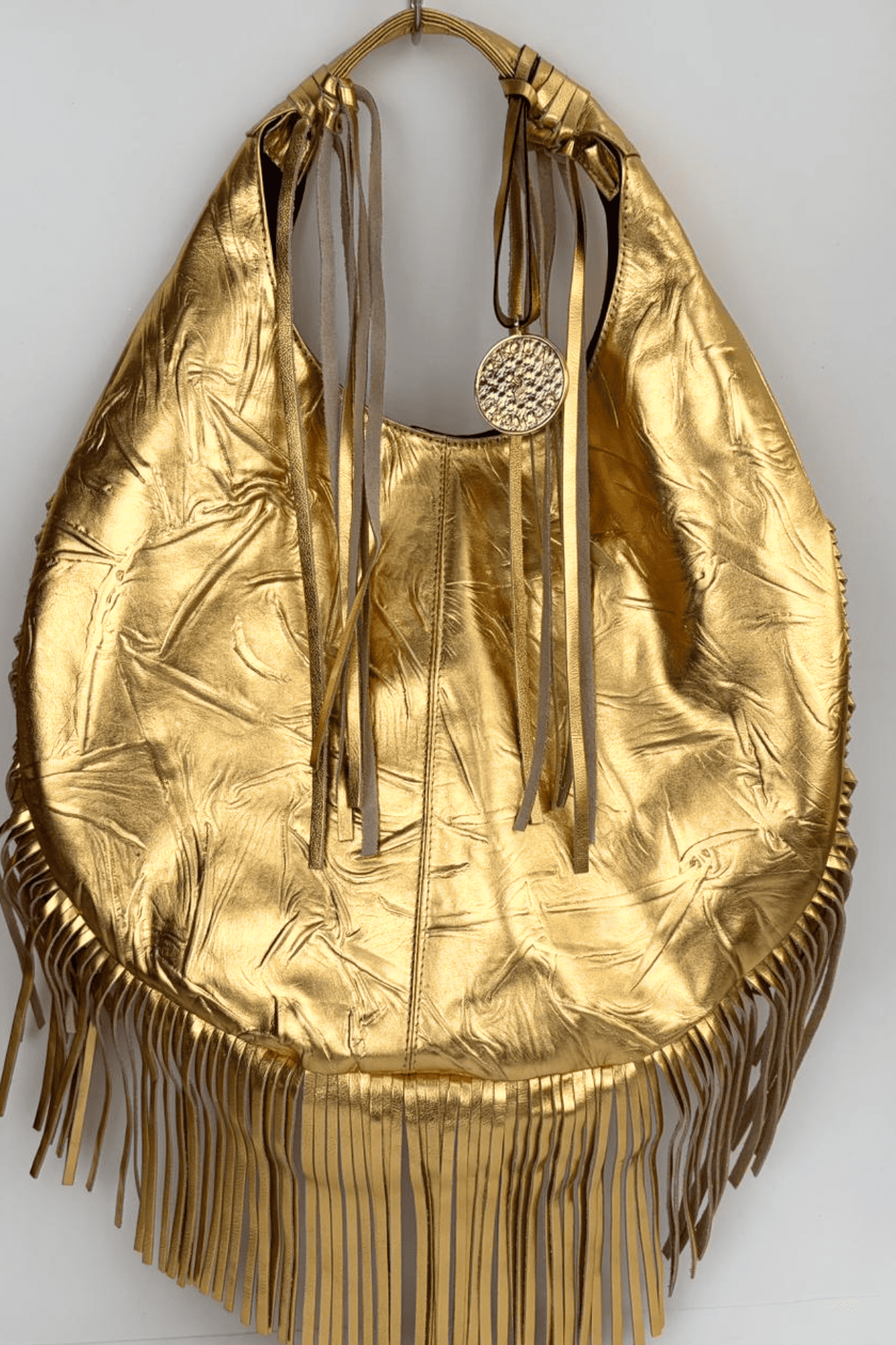 Hobo Bag Con Barbas - Oro