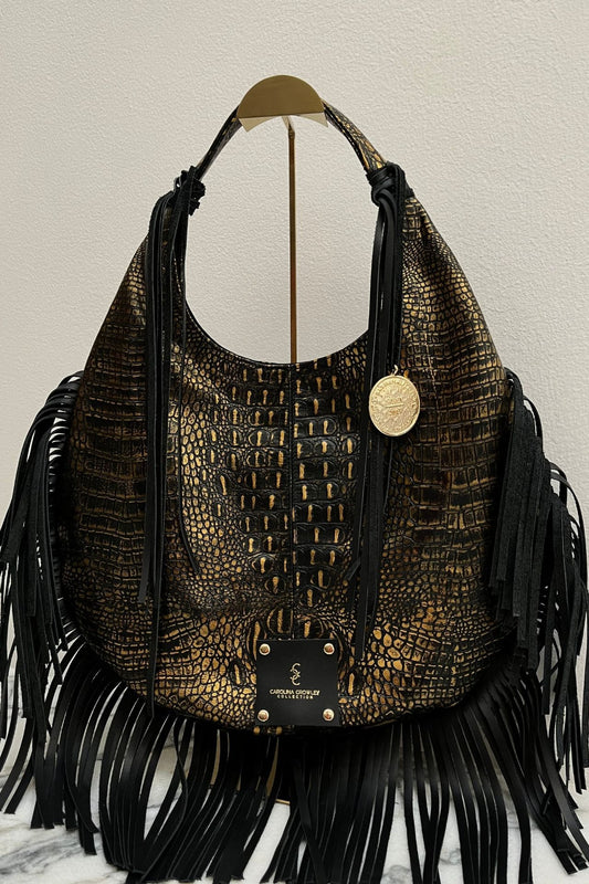 Hobo Bag Croco - Negro Barbas