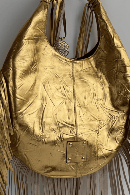 Hobo Bag Con Barbas - Oro