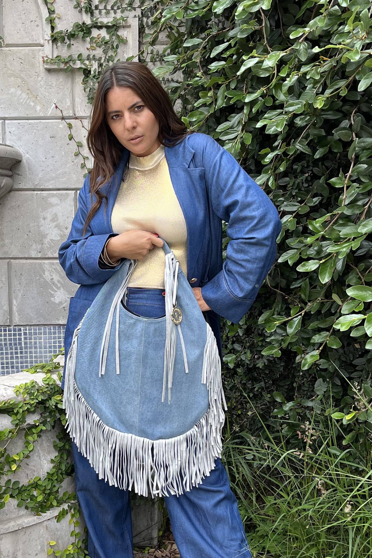 Hobo Bag Mezclilla - Clara/Plata Barbas