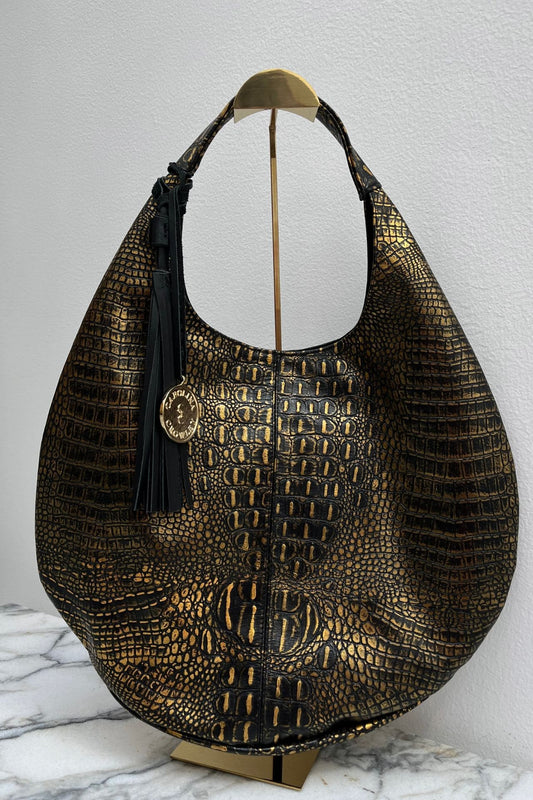 Hobo Bag Croco - Negro