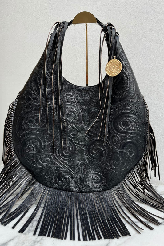 Hobo Bag Cincelada - Negro Barbas