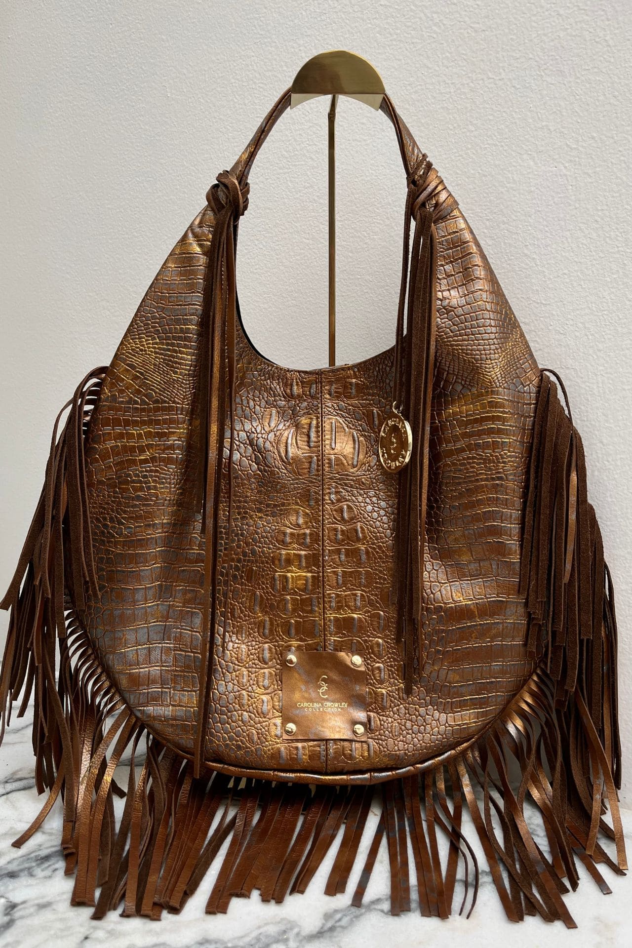 Hobo Bag Croco - Ocre Barbas