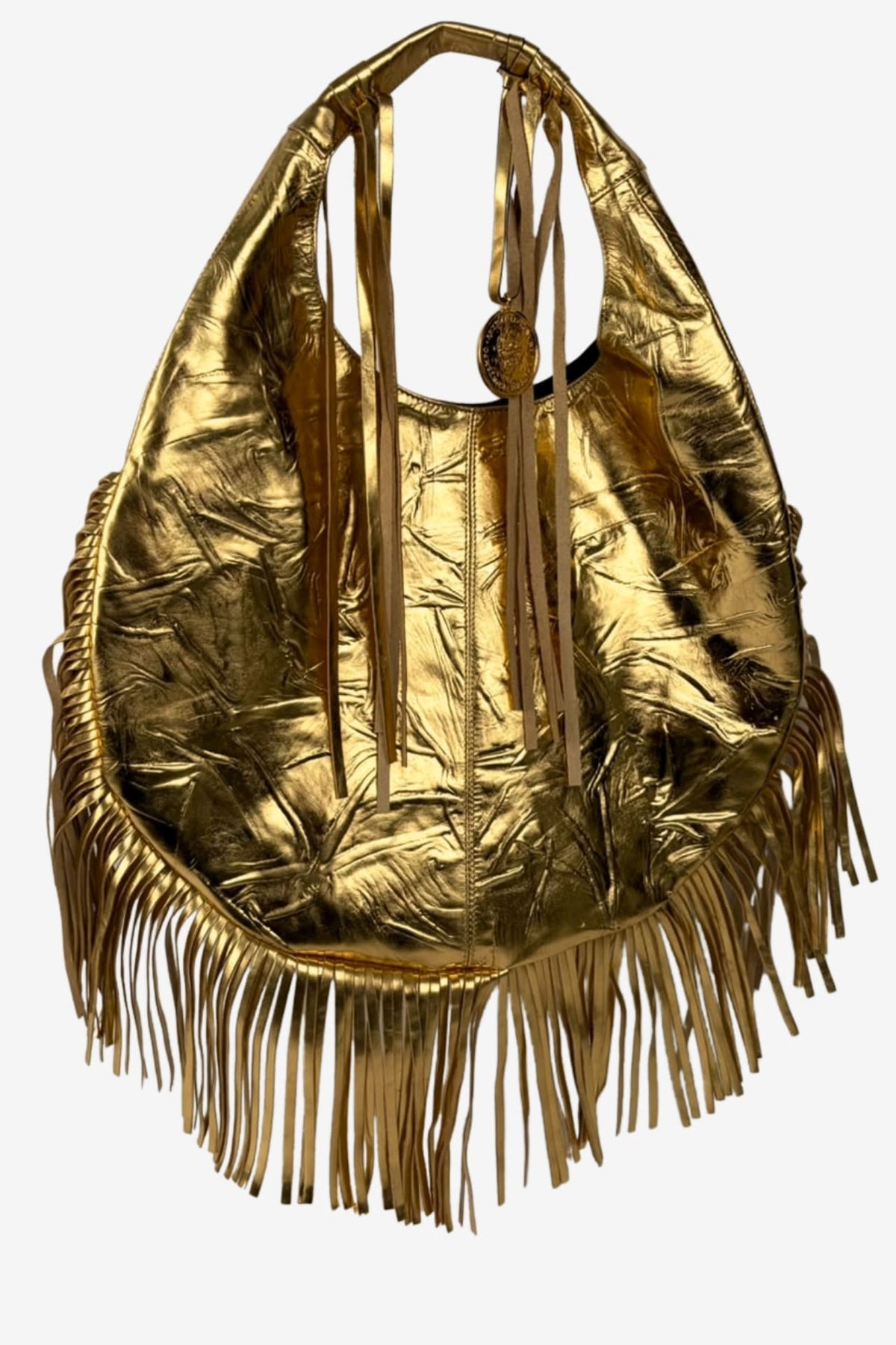 Hobo Bag Con Barbas - Oro
