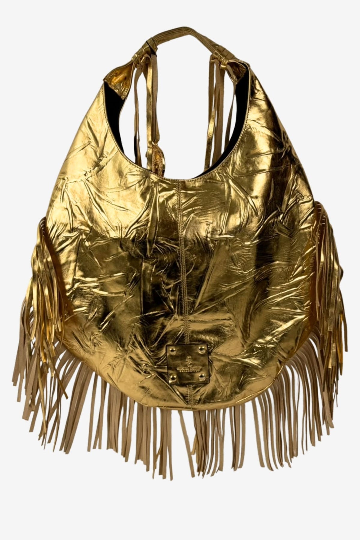 Hobo Bag Con Barbas - Oro