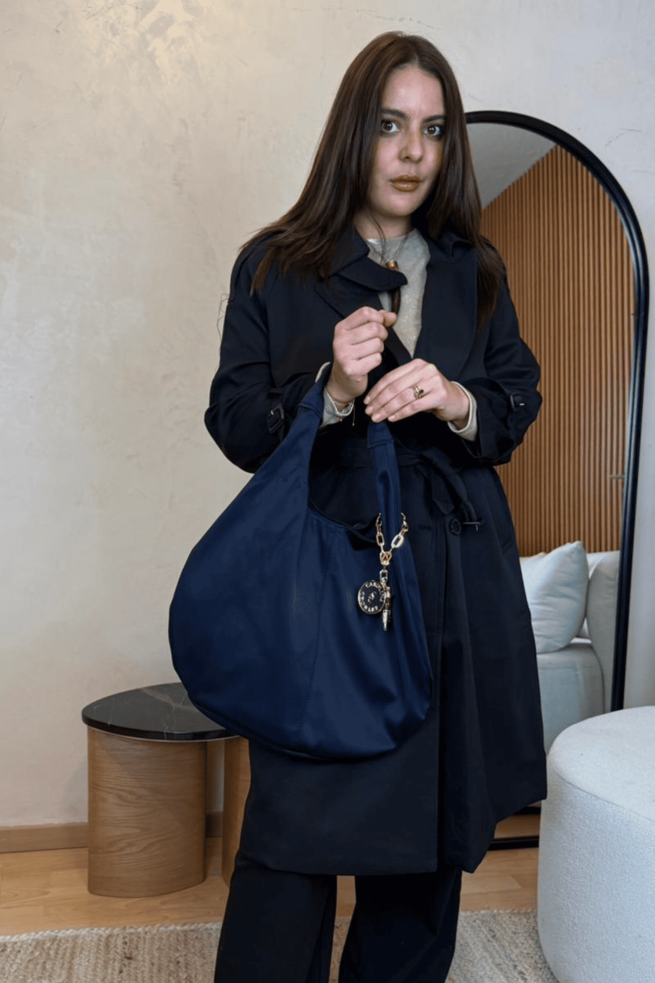Hobo Bag Gabardina - Azul Marino